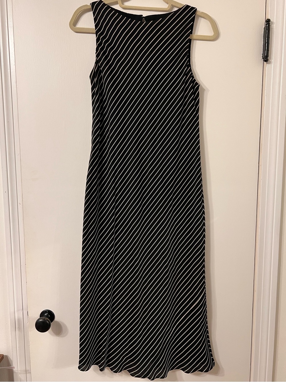 RALPH LAUREN 100% SILK STRIPED HIGH NECK MIDI DRESS ✨